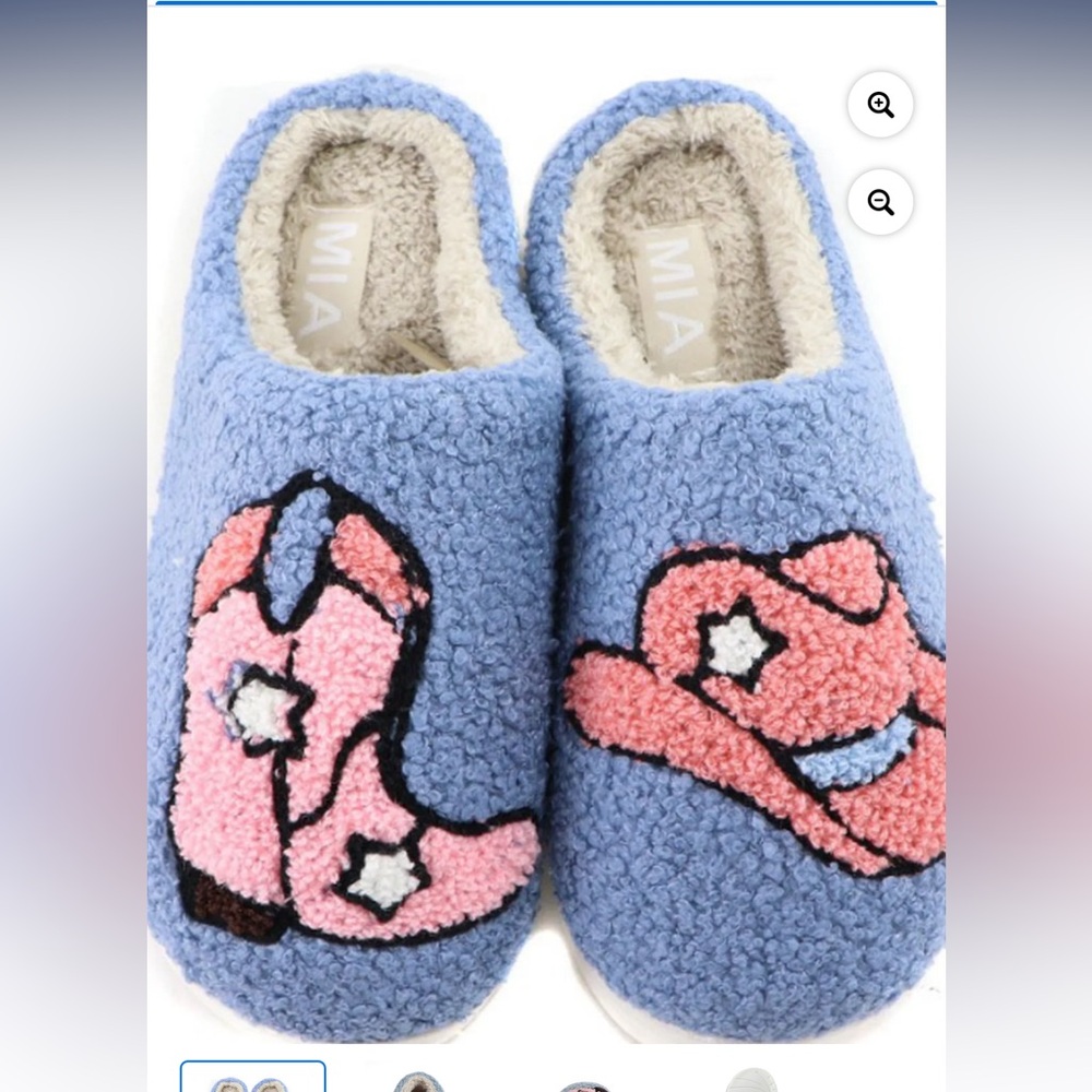 NIB MIA GIRL Women's Western Graphic Slippers Blue and Pink SZ 7M GREAT Slippers